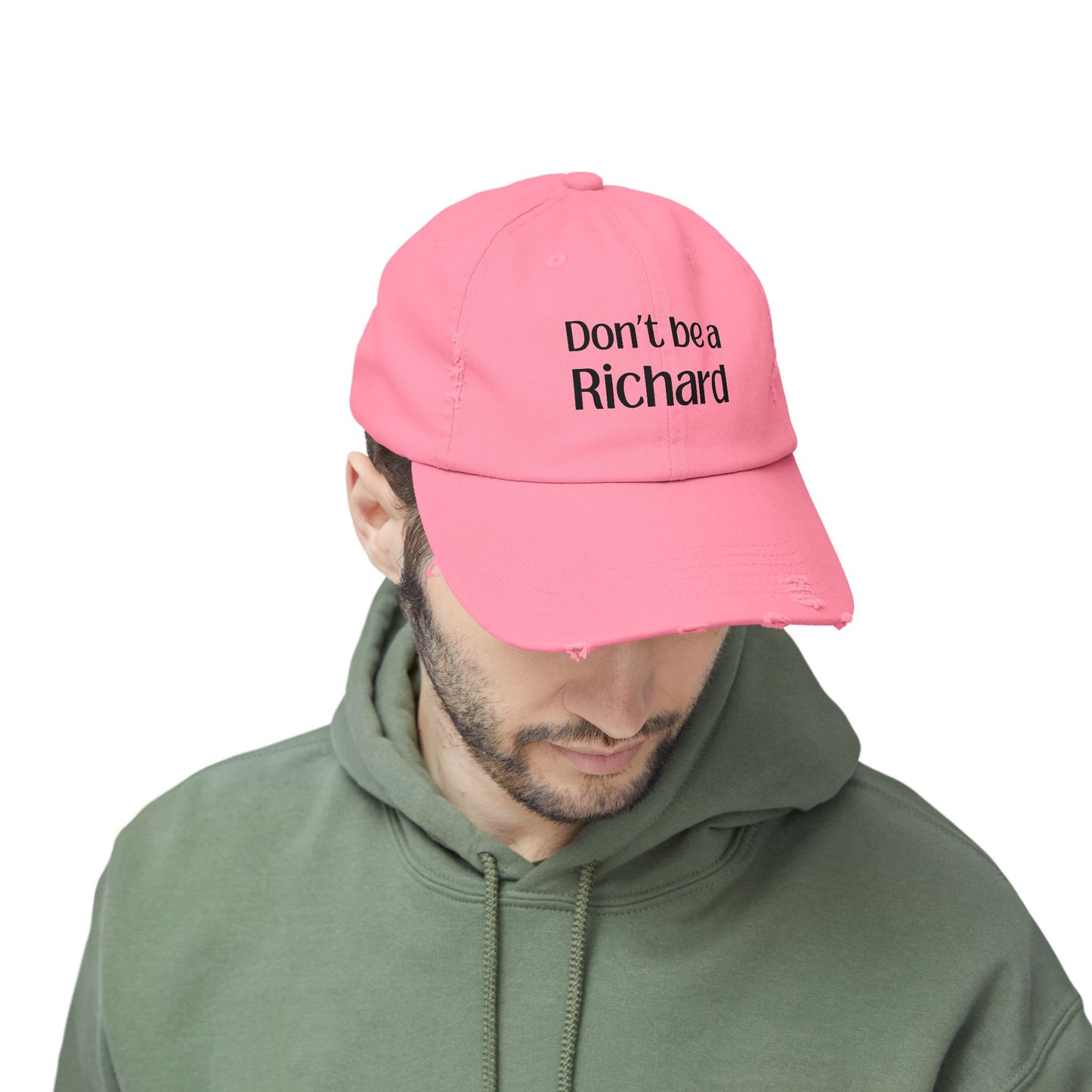 Funny Distressed Cap - 'Don't Be a Richard' Unisex Pink Hat